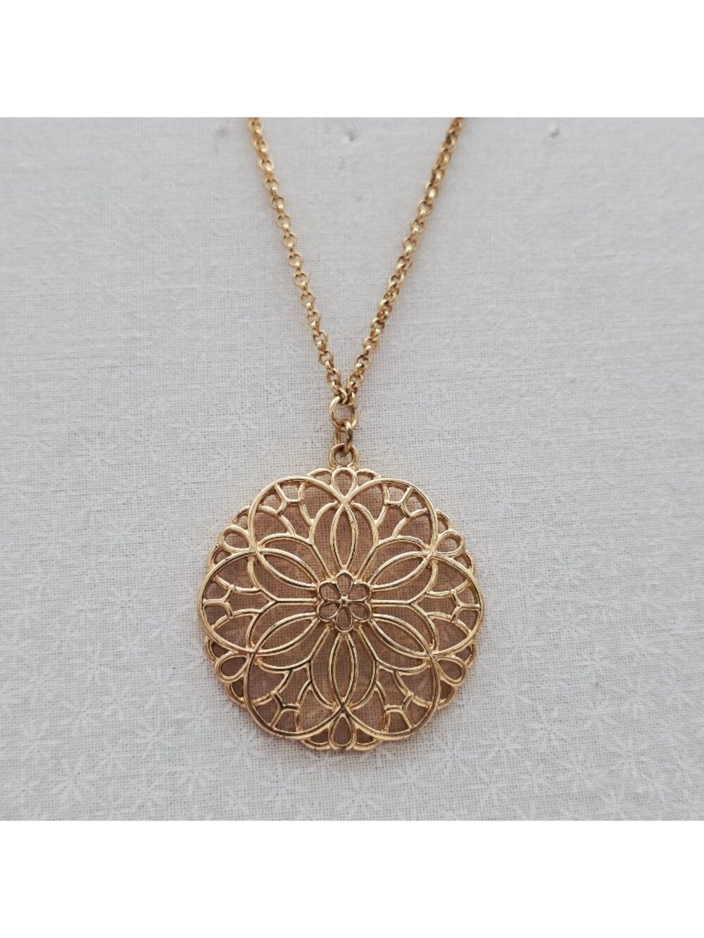 Lauren Conrad Gold-Tone Filigree Pendant Necklace With Floral Design 36"
